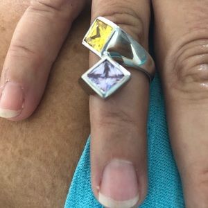 Yellow & lavender stone ring